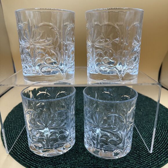 RCR Royal Crystal Rock Tattoo Mixology Rocks Glass SET OF 4 Beautiful Nice Used - Picture 2 of 6